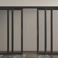 Modern Interior Sliding Doors With Black Frame And Glass Panels Design