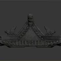 Traditional Chinese Architectural Roof Structure with Ornate Tile Design and Decorative Animal Statues