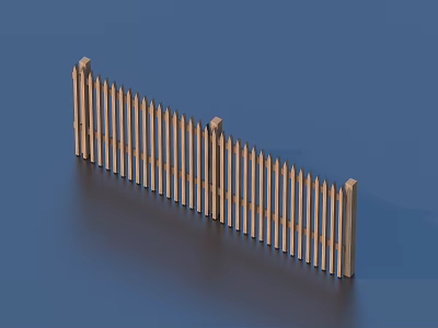 Wooden Picket Fence With Pointed Top Design For Garden Outdoor Use 3d model