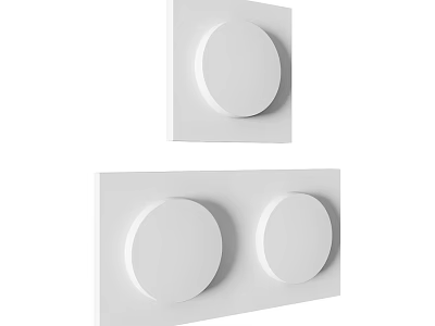 Modern White Wall Decor With Circular Convex Elements And Square Panels 3d model