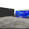 Modern Event Stage Design With Blue Lighting Large Screens And Audience Seats