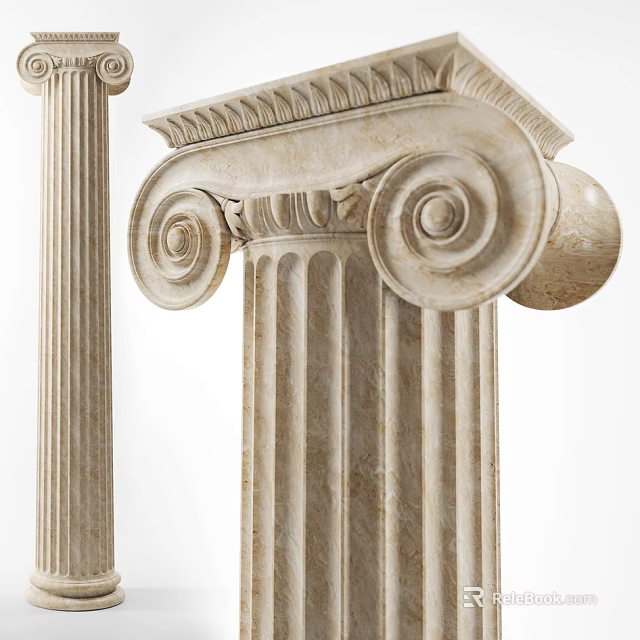 Classical Roman Columns With Marble Ionic Capitals And Architectural Design 3d model 