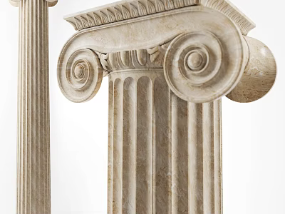 Classical Roman Columns With Marble Ionic Capitals And Architectural Design 3d model