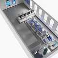 Modern Industrial Facility With Blue Pipelines Metal Frames And Control Panels 3d model
