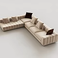 Modern Casual L shaped Beige Sofa Set With Multiple Cushions And Comfortable Design 3d model