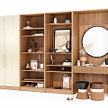 Quiet Wardrobe Dressing Table Open Bookcase 3d model