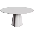 Round Red Dining Table With Textured Surface And Pleated Pedestal Design 3d model