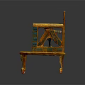 Ancient Egyptian Style Gold Chair With Blue Decorations Ornate Armrests And Intricate Carvings