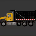 Yellow Dump Truck Model With Black Bed And Reflective Surface Details 3d model