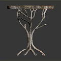 Unique Round Furniture Table With Orange Top And Branch Like Metal Legs
