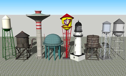 Industrial LOFT water tower water tower water cabinet water tank high tower 3d model