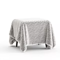 Soft Gray Blanket Covered Stool With Black Legs And Simple Design Style 3d model