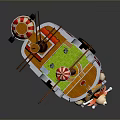 Colorful Cartoon Style Toy Ship With Multiple Masts And Decorative Elements