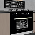 Modern Kitchen Appliances Featuring Built-in Oven Stove Top And Wooden Cabinets