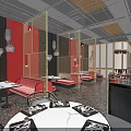 Elegant Modern Restaurant Interior Design Featuring Banquette Seats Dining Tables Pendant Lights And Decorative Screens