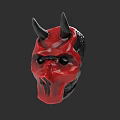 Game Movie Character With Red And Black Horned Scary Mask Design