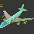 Boeing United States of America Airplane with White Blue Livery Four Engines Model