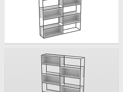 Modern Open Shelf Bookcase With Metal Frame And Multi Layer Storage Design 3d model