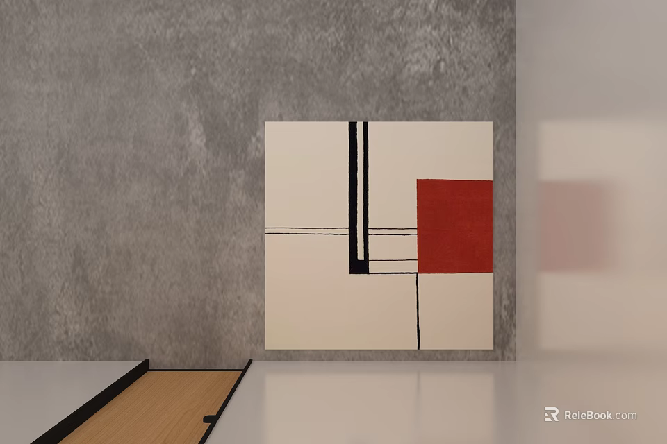 Square Carpet With Geometric Patterns Red Black White Design For Modern Interior Decor 3d model