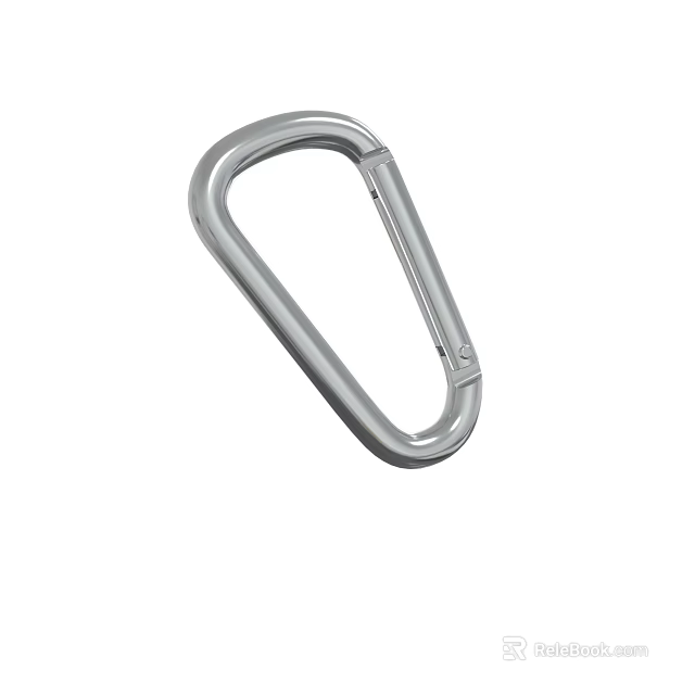 Durable Silver Metal Carabiner With Spring Loaded Gate For Outdoor Use 3d model 