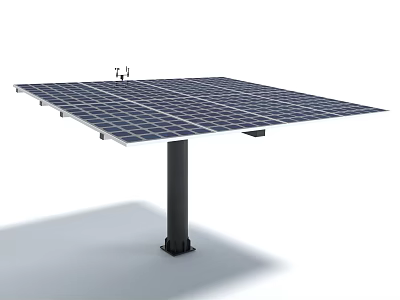Public Solar Energy Facility With Panel Array Mounted On Metal Support Pole For Outdoor Use 3d model