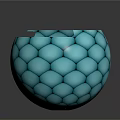 Turquoise Glossy Bowl With Hexagonal Scaled Pattern On Dark Background