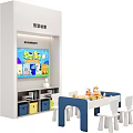 Children's Playground Featuring Picture Books Reading Smart Interaction Colorful Number Blocks And Tables Chairs