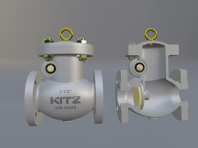 Sturdy KITZ Silver Valves Hardware Tools with Yellow Rings and Industrial Design 3d model