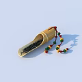 Bamboo Tea Container With Tea Leaves And Colorful Bead String For Home Use 3d model