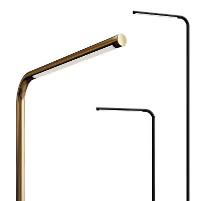 Modern Table Lamp With Sleek Curved Brass Arm And LED Light Design 3d model