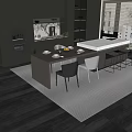 Modern Kitchen Dining Table Set With Chairs Island Counter And Area Rug