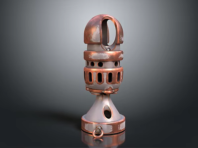 Vintage Copper Decorative Weapon Featuring Layered Design Holes And Base Ring 3d model