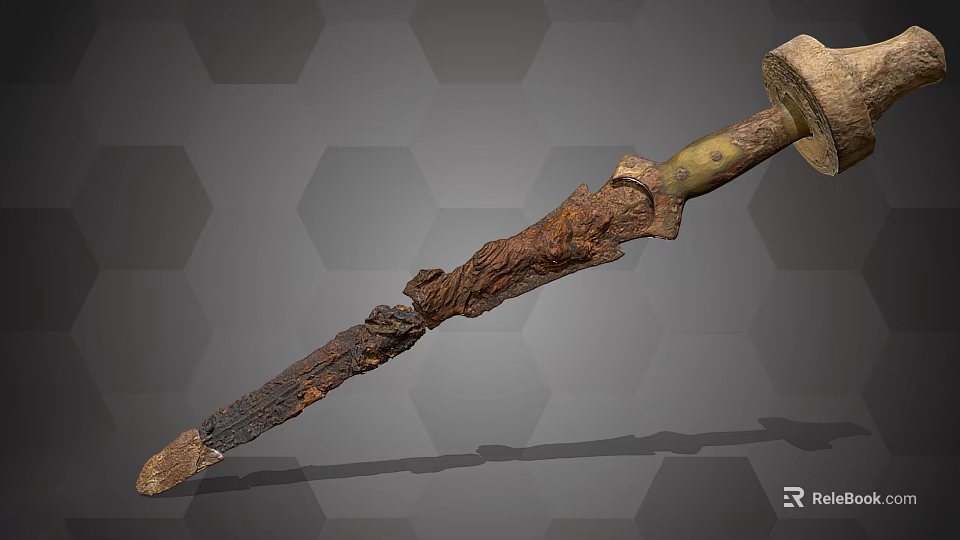 Ancient Rusted Sword Historical Weapon Featuring Worn Hilt and Corroded Blade 3d model 
