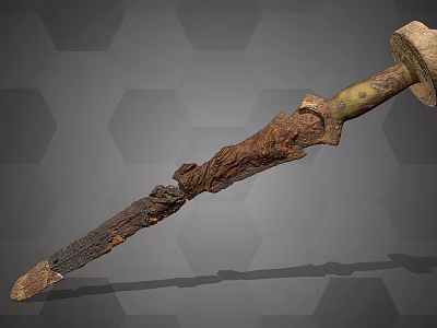 Wooden sword weapon 3d model