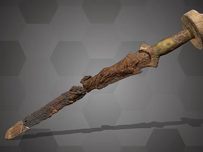 Ancient Rusted Sword Historical Weapon Featuring Worn Hilt and Corroded Blade 3d model