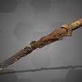 Ancient Rusted Sword Historical Weapon Featuring Worn Hilt and Corroded Blade 3d model