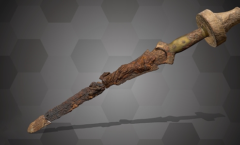 Wooden sword weapon 3d model