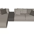 Modern Gray Sectional Sofa With Comfortable Cushions For Living Room Seating 3d model