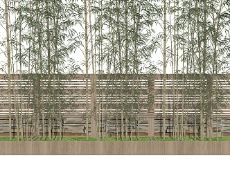 Modern Bamboo Fence 3d model