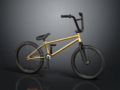 Stylish Gold Frame BMX Bike With Black Handlebars Seat And Wheels 3d model