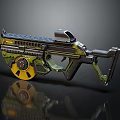 Futuristic Tactical Gun With Green Yellow Design Mechanical Rotating Wheel And Ergonomic Handle