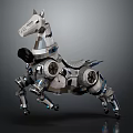 Futuristic Robotic Mechanical Horse With Metal Structure And Gear Components