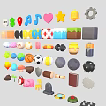 Colorful Cartoon Themed Decorative Ornament Set With Various Shapes And Themes For Home Decor