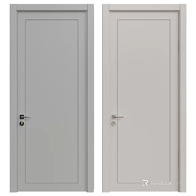 Modern Simple Style White Hinged Door Design For Home Interior Living Space Decor 3d model 