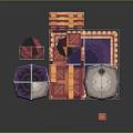 Practical Red Rectangular And Gray Polygonal Storage Boxes With Cross Pattern Stacked