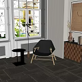 Modern Living Room Interior With Black Chair Small Table And Floor Lamp