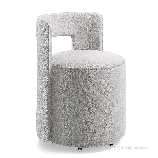 Modern Light Gray Armchair With Upholstered Fabric Sleek Round Seat And Curved Arms 3d model 
