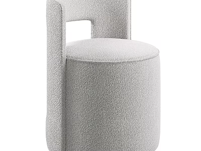 Modern Light Gray Armchair With Upholstered Fabric Sleek Round Seat And Curved Arms 3d model