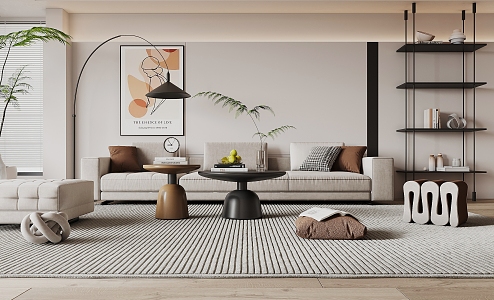 Modern sofa coffee table combination 3d model