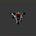 Shiny Classic Motorcycle Featuring Red Seat And Silver Exhaust Pipes On Gray Reflective Surface